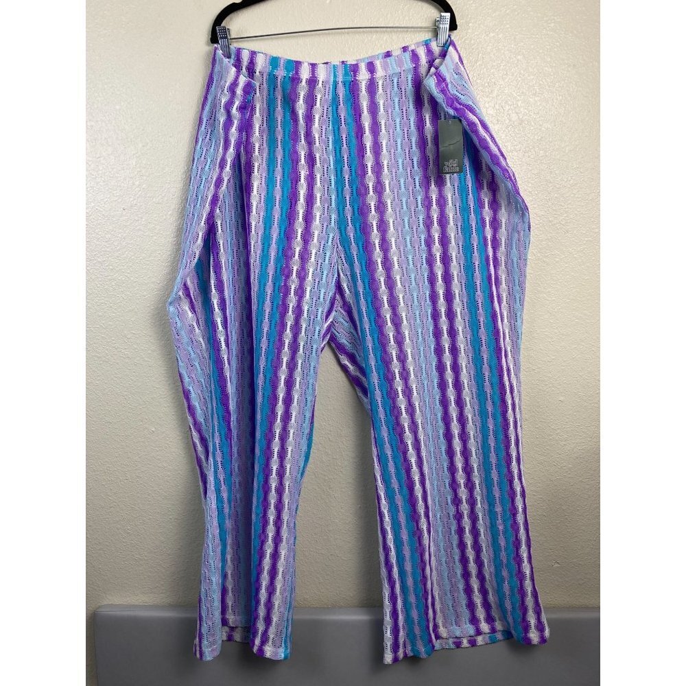 NEW Wild Fable Open Knit Womens Swim Cover up Pants Plus size 4X Purple Beach